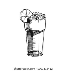 Rum Swizzle cocktail. Vintage illustration