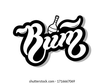 Rum. Type of alcoholic drink. Hand drawn lettering. Vector illustration. Best for restaurant or bar design