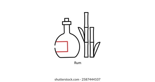 Rum Vector Icon - Traditional Caribbean Distilled Alcoholic Beverage Symbol