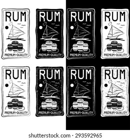 rum vintage labels set