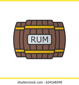 Rum wooden barrels color icon. Alcohol wooden barrels. Isolated vector illustration