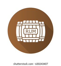 Rum wooden barrels flat design long shadow icon. Alcohol wooden barrels. Vector silhouette symbol