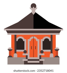 Rumah adat bali, elementos de plantilla de diseño de ilustración de vectores de casas tradicionales balinesas, arquitectura antigua de indonesia, ilustración de color de diseño plano