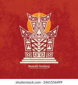 Rumah gadang  icon illustration design Hand Drawn vintage grunge geometric.