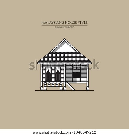 Rumah Kampong Malaysian Traditional House Stock Vector ...