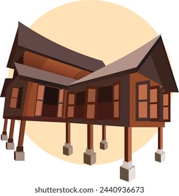 rumah tradisional melayu illustration vector art
