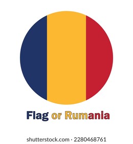 icono del botón redondo de la bandera de Rumania en el fondo blanco