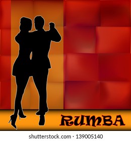 Rumba,Vector Background illustration with a couple of dancers carrying out a Latin American Ballroom Dance