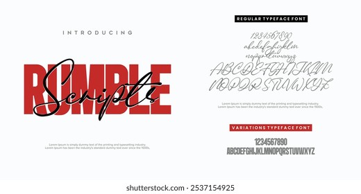 Rumble Scripts Abstract Fashion font alphabet. Double fonts minimal modern .Typography typeface . vector illustration