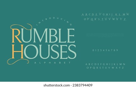 Rumblehouse creative modern urban alphabet font. Digital abstract moslem, futuristic, fashion, sport, minimal technology typography. Simple numeric vector illustration