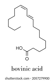 Rumenic acid (bovinic acid, conjugated linoleic acid, CLA) fatty acid molecule. Skeletal formula.