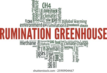 Rumination Greenhouse word cloud conceptual design isolated on white background.