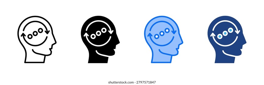 Rumination icon set multiple style collection