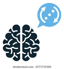 Rumination Psychology Icon Vector - Thought Process Symbol, Mental Health Illustration, Brainstorming, Overthinking Concept, Cognitive Psychology, Emotional Wellness, Editable Design