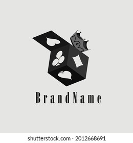 Rummy Cube Logo in Gray scale design vector illustration