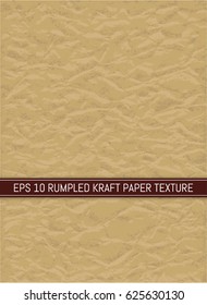 Rumped kraft paper texture. Abstract background. Template for your design works. Vector illustration.
