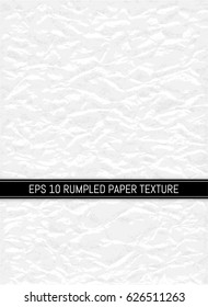 Rumped white paper texture. Abstract background. Template for your design works. Vector illustration.
