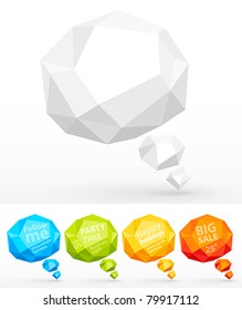Rumpled colorful bubbles for speech. Vector illustration.