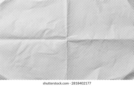 Rumpled and crumpled paper texture background enhanced with a creative halftone dot pattern. Vintage retro style screen print effect vector illustration, perfect for modern graphic design, packaging, and digital projects.
