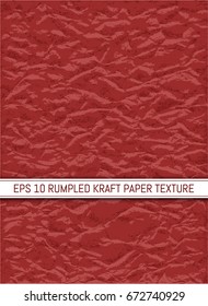 Rumpled Kraft paper texture. Abstract background. Template for your design works. Vector illustration.