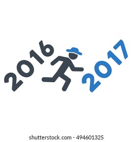Run to 2017 Year vector icon. Style is flat graphic symbol, smooth blue colors, white background.