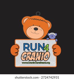 Executar 4 Cranio Cute Bear Logotipo de Caridade para Cranio Care Conscientização