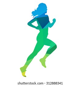 Run. Abstract geometrical running woman