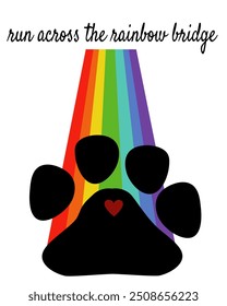 Corra através da ponte do arco-íris, Sympathy Pet Loss Card Vetor Ilustração
