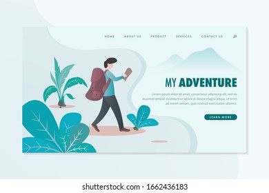 Run to the Adventure with Mountain Peaks View, Good for Banner, Background, Social Media, and Other