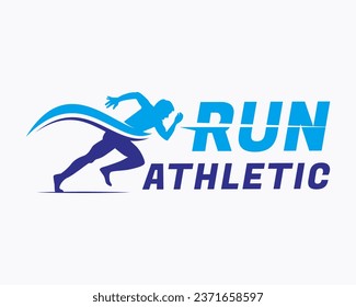 Run Athletic logo design concept, sport logo template