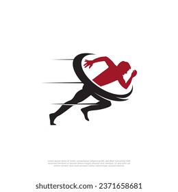 Run Athletic logo design concept, sport logo template