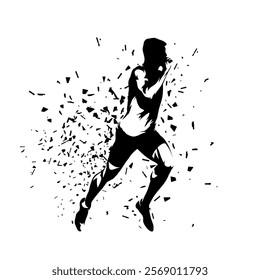 Run, athletics, running man, male sprinter, isolated vector silhouette, side view