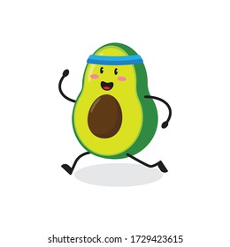 run avocado fruit cute character mascot vector design