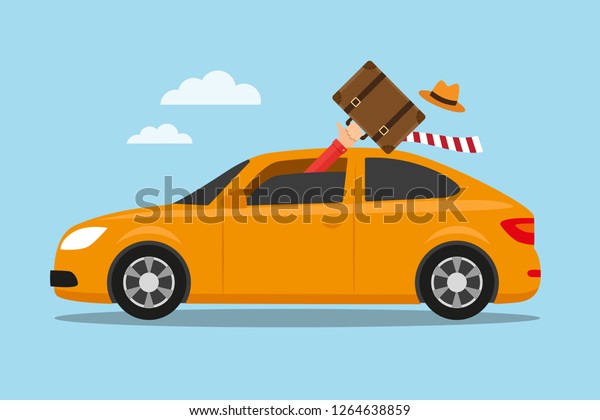 Run away bay car to travel for holidays.\
Vector illustration