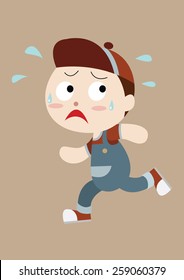 Run Away Boy Cartoon Vector