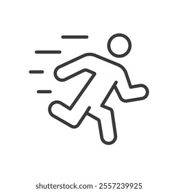 Run away icon in line design. Run, escape, flee, dash, sprint, avoid, quick on white background vector. Run away editable stroke icon