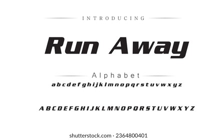 Run Away Modern abstract digital alphabet font. Minimal technology typography, Creative urban sport fashion futuristic font and with numbers. vector illustration