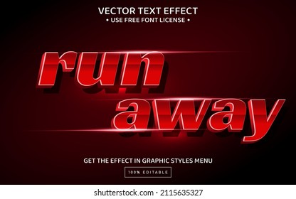 Run away red bold 3D editable text effect template
