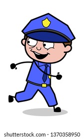 Run Away - Retro Cop Policeman Vector Illustration