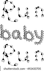 Run baby run vector brush illustration black and white 