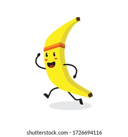 correr banana fruta lindo personaje mascota diseño vectorial