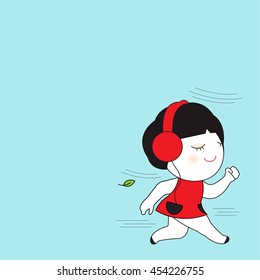 Run And Be Happy Character Paper Note illustration