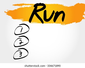 RUN blank list, fitness, sport, health concept