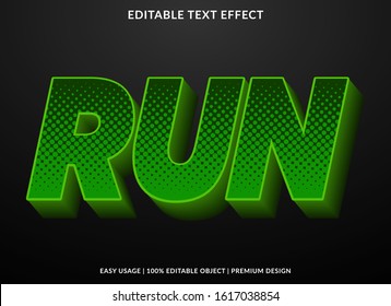 run bold text effect template with 3d type style and glowing concept use for brand label and logotype 