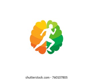 Run Brain Icon Logo Design Element