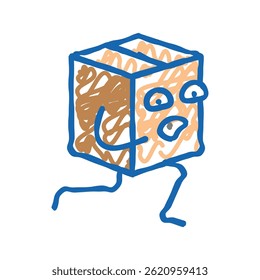 Ausführen Karton Zeichen Doodle Symbol Skizze Vektor. Zeichenzeichen aus Kartonschachtel ausführen. einzelne Symbolgrafik
