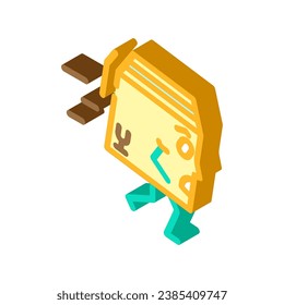 ejecutar el vector de icono isométrico del carácter de cuadro de cartón. ejecutar el signo de carácter de la caja de cartón. ilustración de símbolo aislado