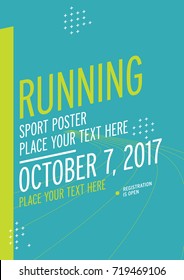 Run Championship Poster Design Template. Running Marathon Vector Flyer. Stadium Track