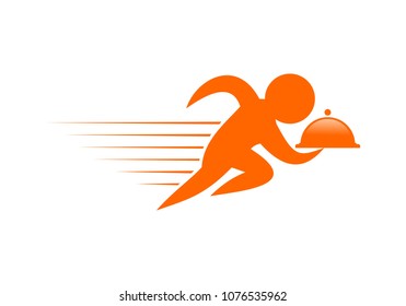 Run chef logo. Fast Food logo design concept template