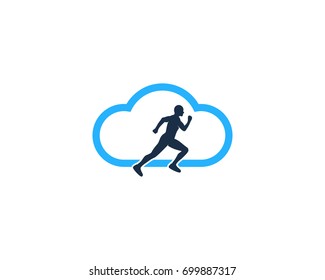 Run Cloud Icon Logo Design Element